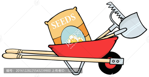 紅色的手推車與種子