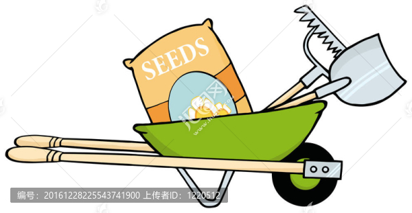 種子綠色手推車