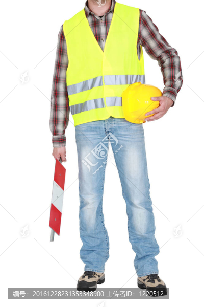 建筑工人站在安全帽戴著安全帽