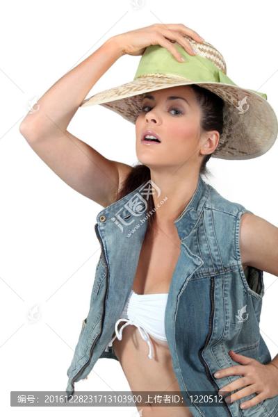 女人與Straw,Hat