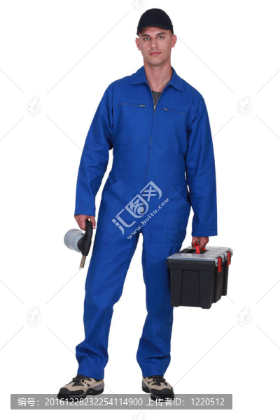 工匠拿著焊接工具和工具箱