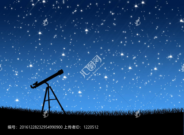星空下的草地上的望遠(yuǎn)鏡