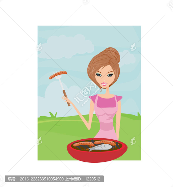 在烤架上做飯的女人