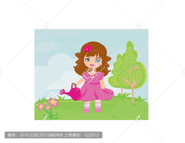 可愛(ài)的女孩在花園里