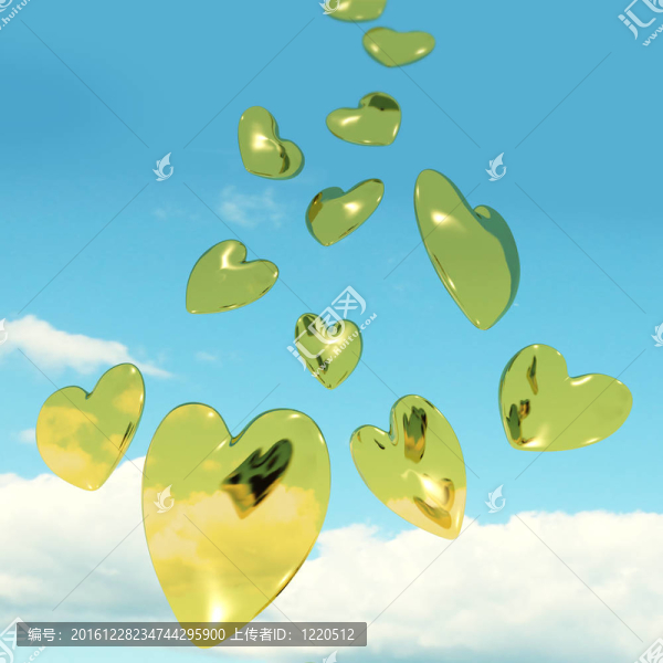 金色的金屬心從天空墜落，顯示愛與羅馬