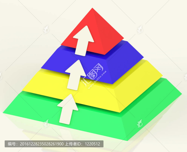 有上升或進(jìn)步的箭頭的金字塔