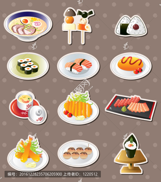 卡通日本料理貼紙