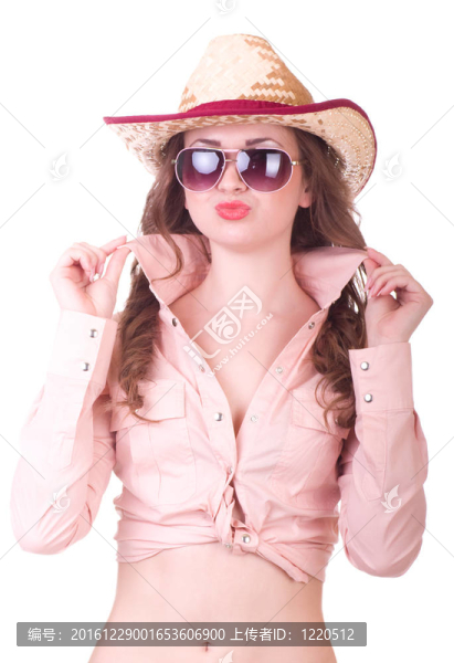 漂亮女孩配牛仔帽