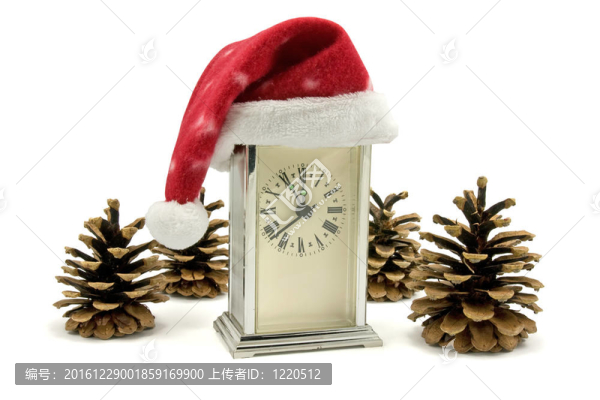 帶有Santa帽和松果的鐘