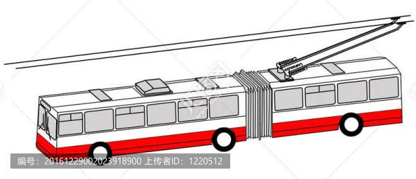 白色背景的無(wú)軌電車剪影