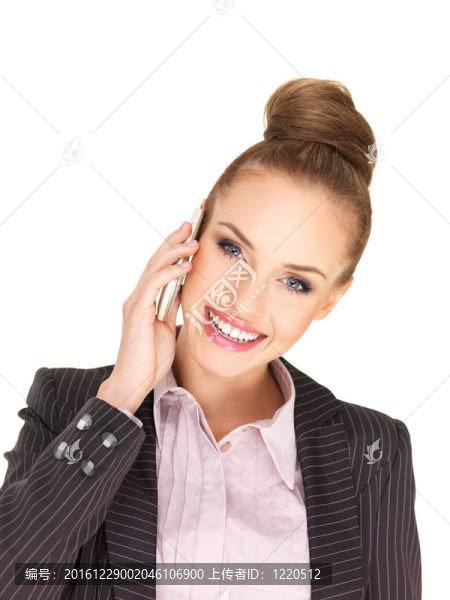 漂亮的女商人談手機(jī)