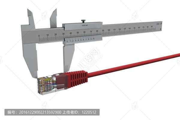 卡尺測量網(wǎng)絡(luò)連接器。3D渲染