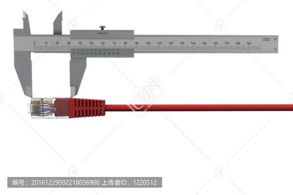卡尺測(cè)量網(wǎng)絡(luò)連接器。3D渲染