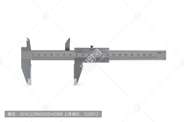 金屬卡尺水平站。3D渲染