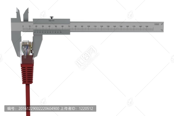 卡尺測(cè)量網(wǎng)絡(luò)連接器。3D渲染