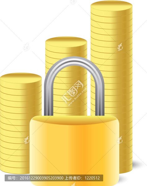 金錢圖標(biāo)與鎖和硬幣