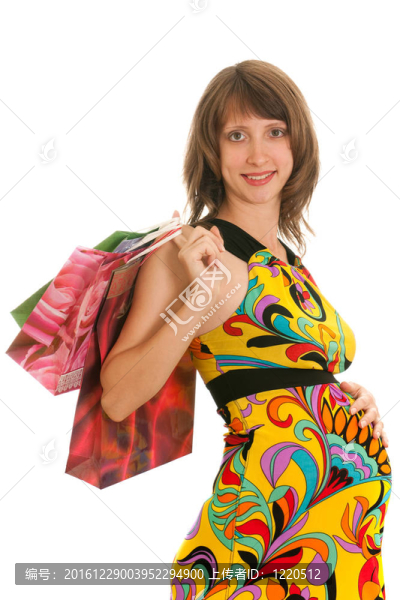 漂亮孕婦與購物