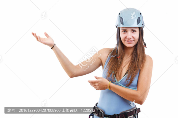 攀登頭盔的女人