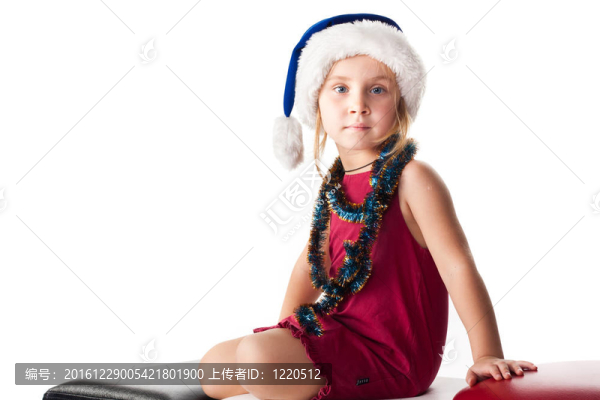 Santa的帽子和閃亮的女孩