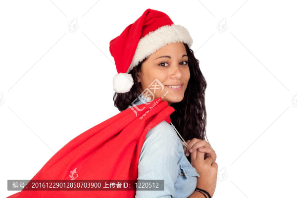 漂亮女人帶圣誕帽
