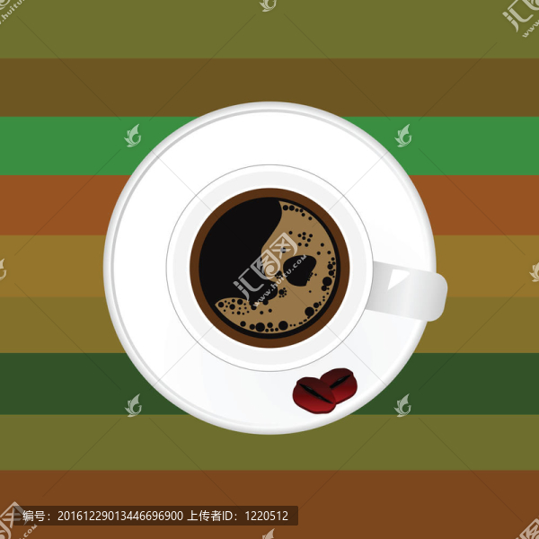 咖啡豆與兩杯插畫