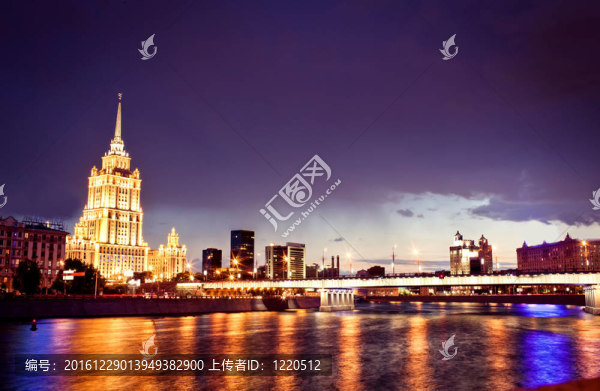夜幕下的莫斯科市城市景觀