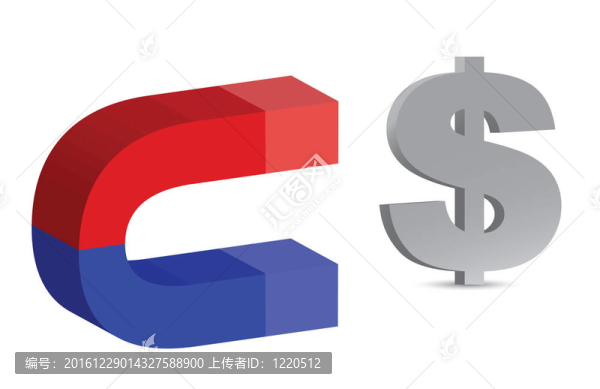 磁鐵和美元在白色上簽字