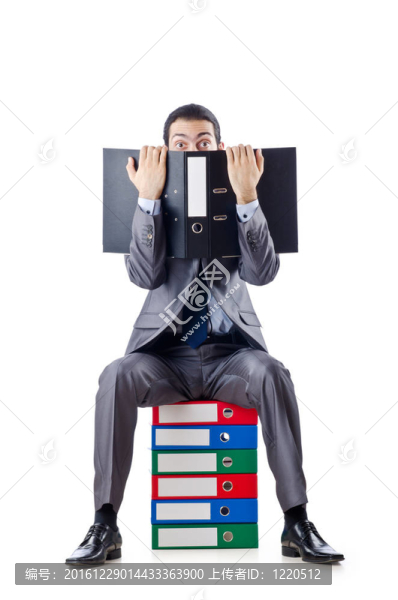 年輕的商人與文件夾的白色