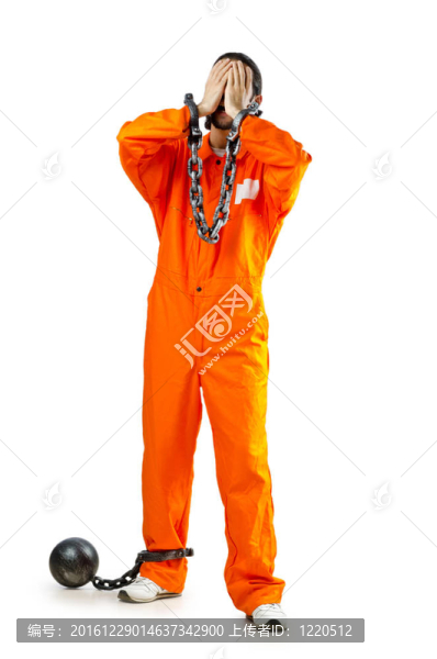犯人戴著手銬的白色