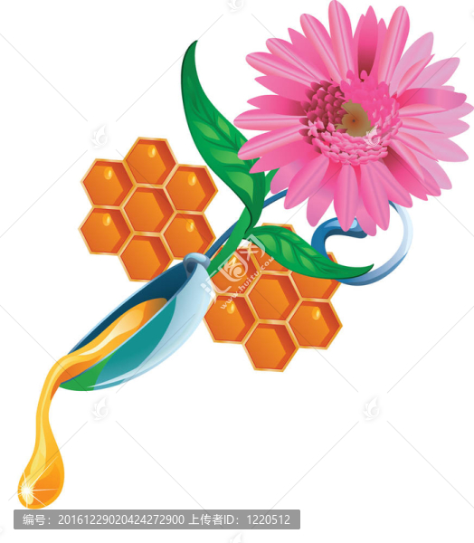 蜜滴從花勺上往下流