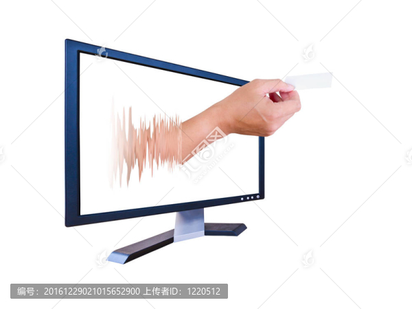 手從液晶顯示器給名片給你