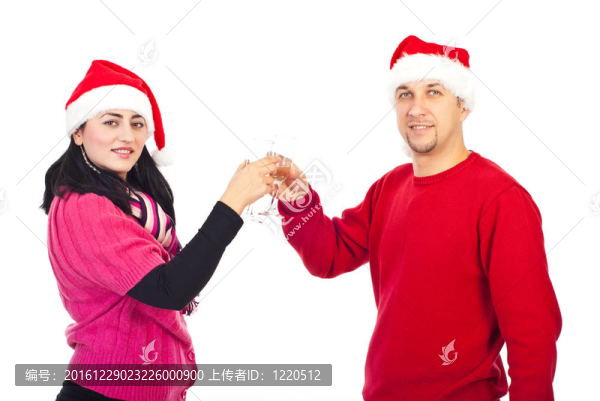 幸福的香檳祝酒夫婦
