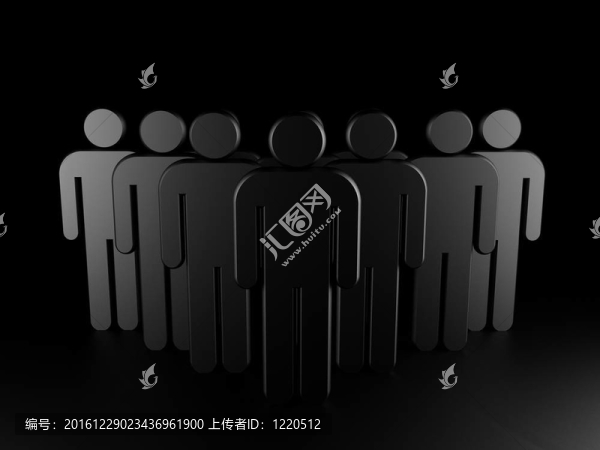 團隊概念形象。人群。三維渲染。