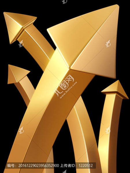 黃金箭頭指向黃金價(jià)值概念