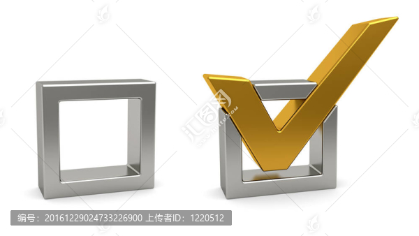 白色背景上的金色復(fù)選標(biāo)記和銀色復(fù)選框