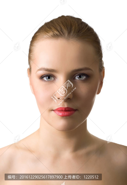 白色背景上美女特寫特寫