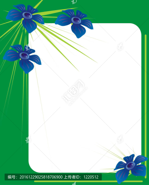 藍色花綠色相框