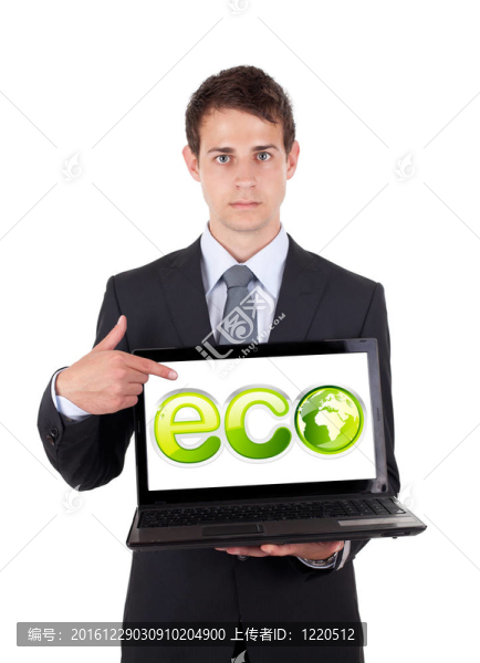 商人指著筆記本電腦