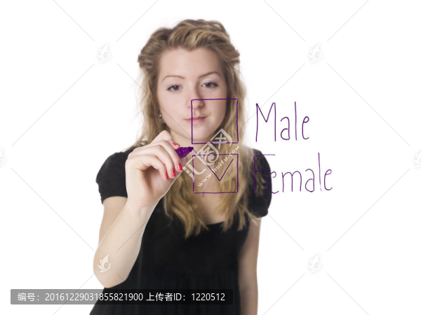 女孩填寫性別盒子