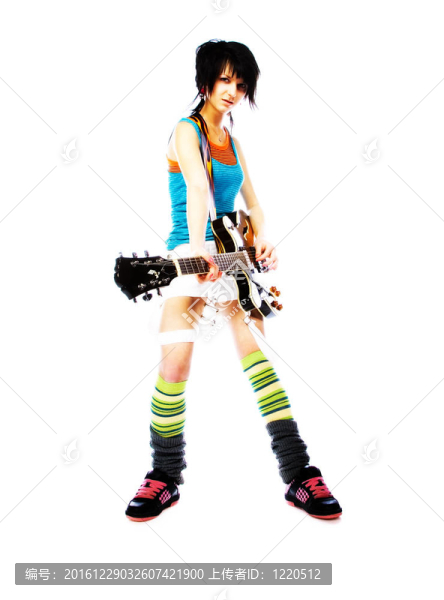 年輕女孩帶著吉他