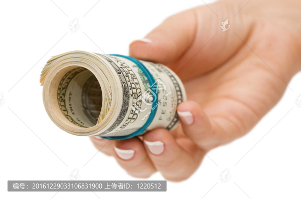 用白色背景隔離金錢