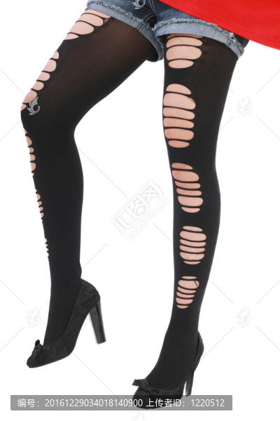女性腿部特寫；工作室拍攝白色背景