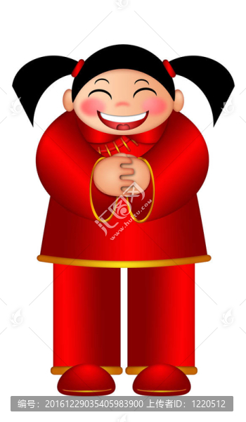 中國女孩祝新年快樂插畫