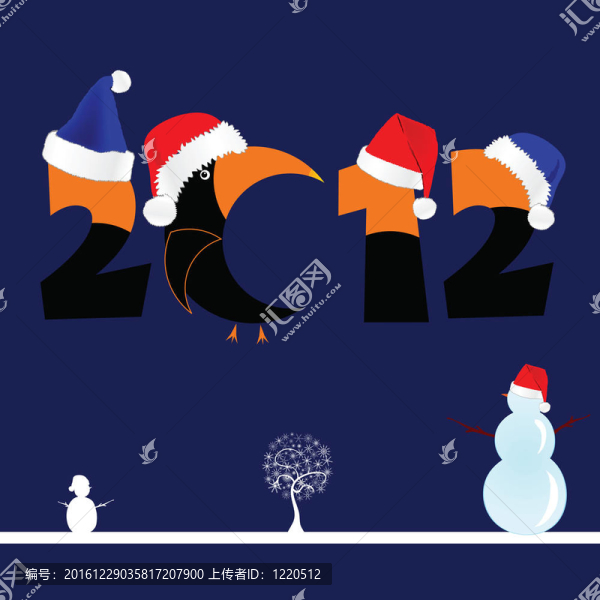 插圖2012與樹和雪人
