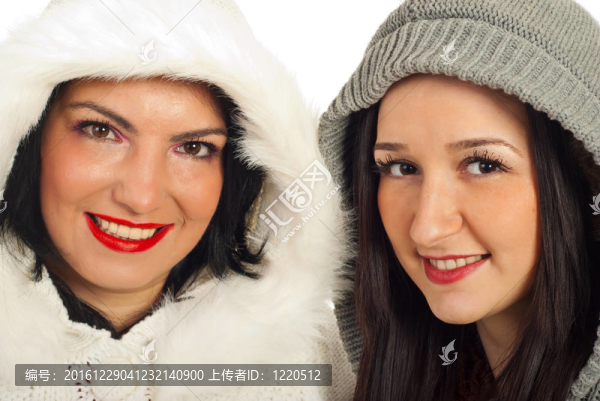 羊毛頭巾的女人特寫