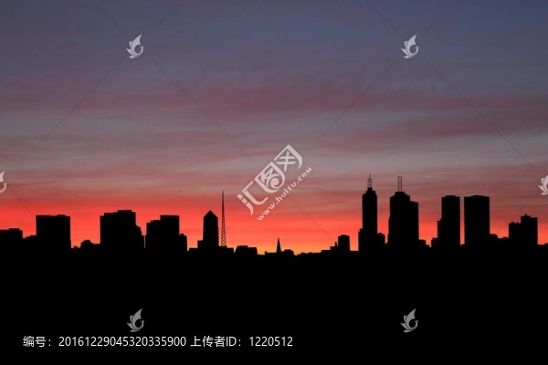 墨爾本天際與美麗天空插圖日落
