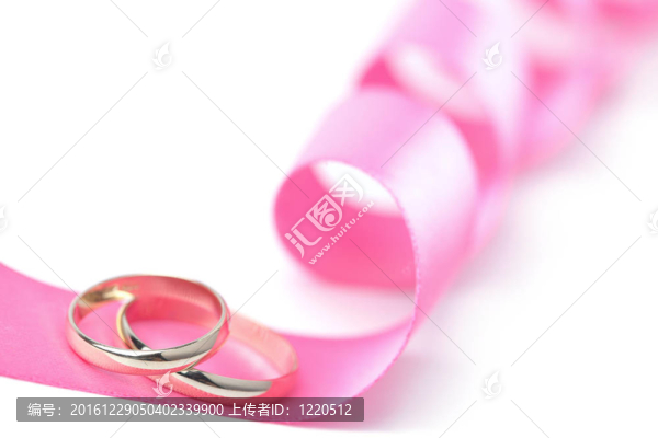 結(jié)婚戒指粉紅絲帶隔離