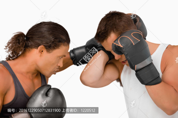 兩男子拳擊運(yùn)動員側(cè)視圖