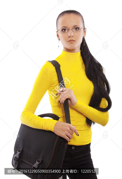 美麗的女人與黑色公文包