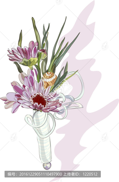 一個粉紅色的菊花和殼Boutonniere。